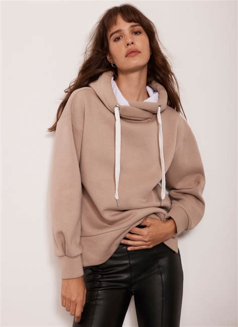 mint velvet beige cotton side zip hoodie.